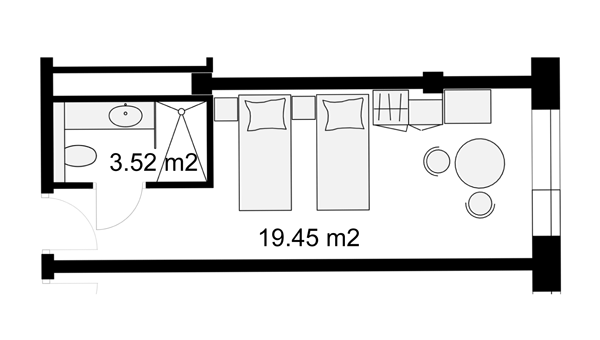 1 pokojowy, 22.97 m2